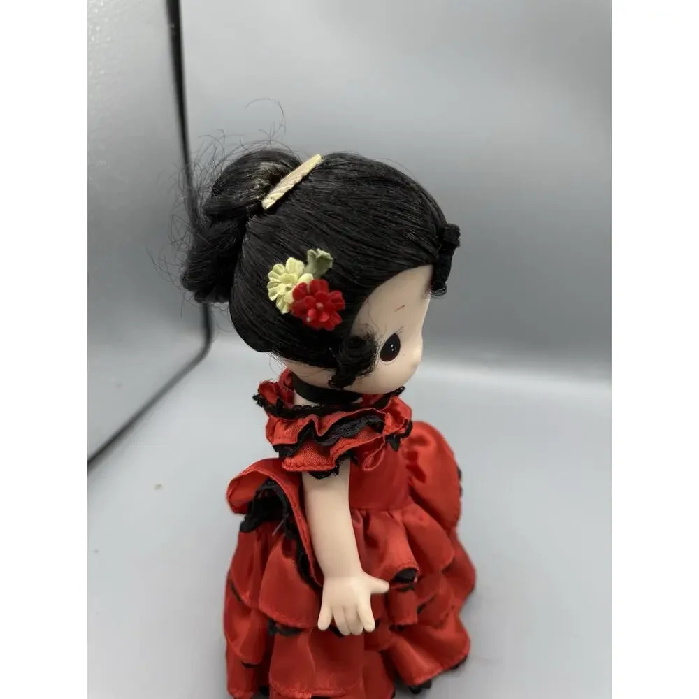 Precious Moments Doll Spanish Flamenco Dancer Red Black Dress 8” Vinyl